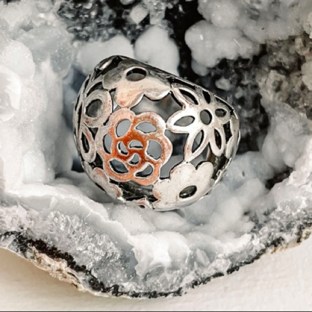 Flower Silver Ring - image 1